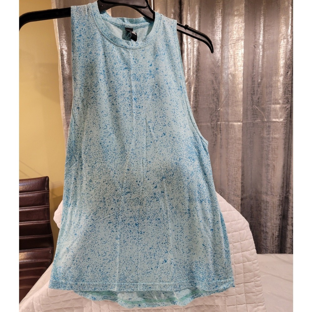 Adidas Womens Muscle Tank‎ Top Blue Paint Splatter Sleeveless Gym Shirt Relaxed